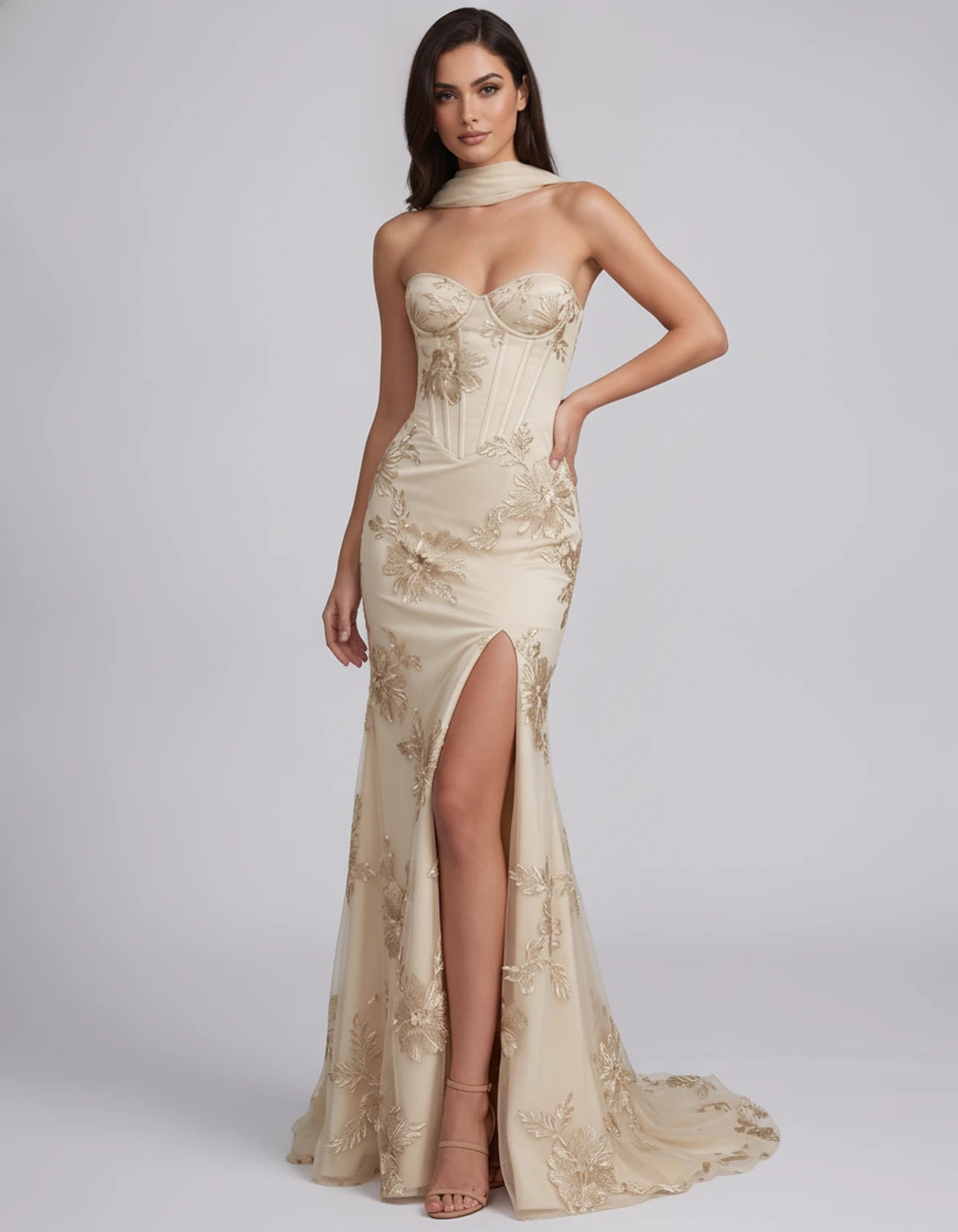 Eulalie Maxi Dresses — Champagne | SKU: RB-cd0769-champa2e-2,RB-cd0769-champa2e-4,RB-cd0769-champa2e-6,RB-cd0769-champa2e-8,RB-cd0769-champa2e-10,RB-cd0769-champa2e-12,RB-cd0769-champa2e-14,RB-cd0769-champa2e-16,RB-cd0769-champa2e-16W,RB-cd0769-champa2e-18W,RB-cd0769-champa2e-20W,RB-cd0769-champa2e-22W