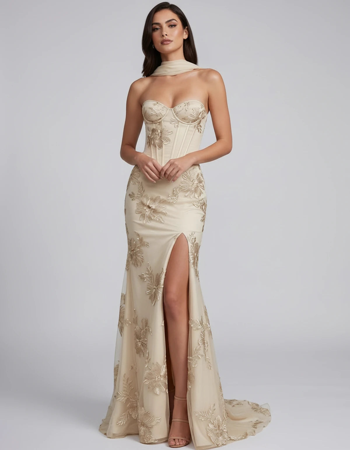 Eulalie Maxi Dresses — Champagne | SKU: RB-cd0769-champa2e-2,RB-cd0769-champa2e-4,RB-cd0769-champa2e-6,RB-cd0769-champa2e-8,RB-cd0769-champa2e-10,RB-cd0769-champa2e-12,RB-cd0769-champa2e-14,RB-cd0769-champa2e-16,RB-cd0769-champa2e-16W,RB-cd0769-champa2e-18W,RB-cd0769-champa2e-20W,RB-cd0769-champa2e-22W