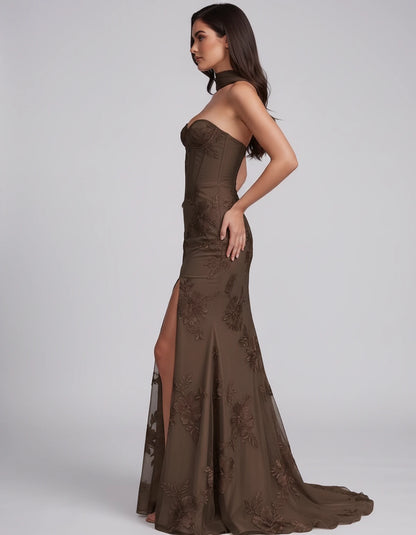 Eulalie Maxi Dresses — Chocolate | SKU: RB-cd0769-chocol89-2,RB-cd0769-chocol89-4,RB-cd0769-chocol89-6,RB-cd0769-chocol89-8,RB-cd0769-chocol89-10,RB-cd0769-chocol89-12,RB-cd0769-chocol89-14,RB-cd0769-chocol89-16,RB-cd0769-chocol89-16W,RB-cd0769-chocol89-18W,RB-cd0769-chocol89-20W,RB-cd0769-chocol89-22W