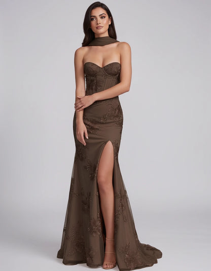 Eulalie Maxi Dresses — Chocolate | SKU: RB-cd0769-chocol89-2,RB-cd0769-chocol89-4,RB-cd0769-chocol89-6,RB-cd0769-chocol89-8,RB-cd0769-chocol89-10,RB-cd0769-chocol89-12,RB-cd0769-chocol89-14,RB-cd0769-chocol89-16,RB-cd0769-chocol89-16W,RB-cd0769-chocol89-18W,RB-cd0769-chocol89-20W,RB-cd0769-chocol89-22W