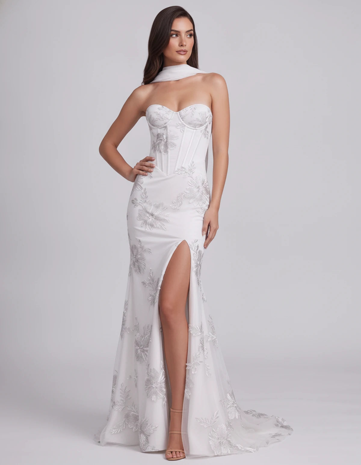Eulalie Maxi Dresses — White | SKU: RB-cd0769-white-2,RB-cd0769-white-4,RB-cd0769-white-6,RB-cd0769-white-8,RB-cd0769-white-10,RB-cd0769-white-12,RB-cd0769-white-14,RB-cd0769-white-16,RB-cd0769-white-16W,RB-cd0769-white-18W,RB-cd0769-white-20W,RB-cd0769-white-22W