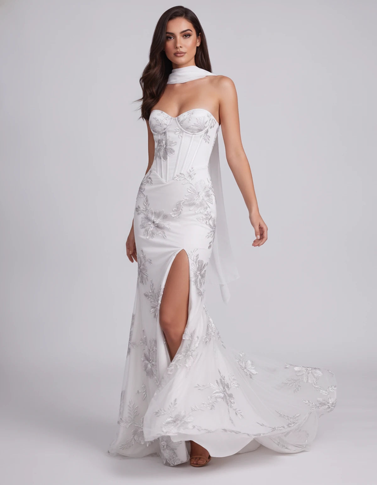 Eulalie Maxi Dresses — White | SKU: RB-cd0769-white-2,RB-cd0769-white-4,RB-cd0769-white-6,RB-cd0769-white-8,RB-cd0769-white-10,RB-cd0769-white-12,RB-cd0769-white-14,RB-cd0769-white-16,RB-cd0769-white-16W,RB-cd0769-white-18W,RB-cd0769-white-20W,RB-cd0769-white-22W