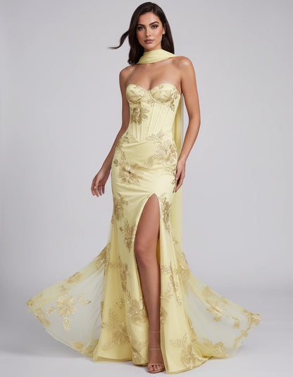 Eulalie Maxi Dresses — Yellow | SKU: RB-cd0769-yellow-2,RB-cd0769-yellow-4,RB-cd0769-yellow-6,RB-cd0769-yellow-8,RB-cd0769-yellow-10,RB-cd0769-yellow-12,RB-cd0769-yellow-14,RB-cd0769-yellow-16,RB-cd0769-yellow-16W,RB-cd0769-yellow-18W,RB-cd0769-yellow-20W,RB-cd0769-yellow-22W