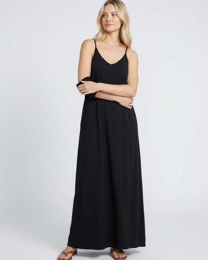 Ramblion Eva maxi dress — v-neck neckline · lifestyle styling · styled for prom season