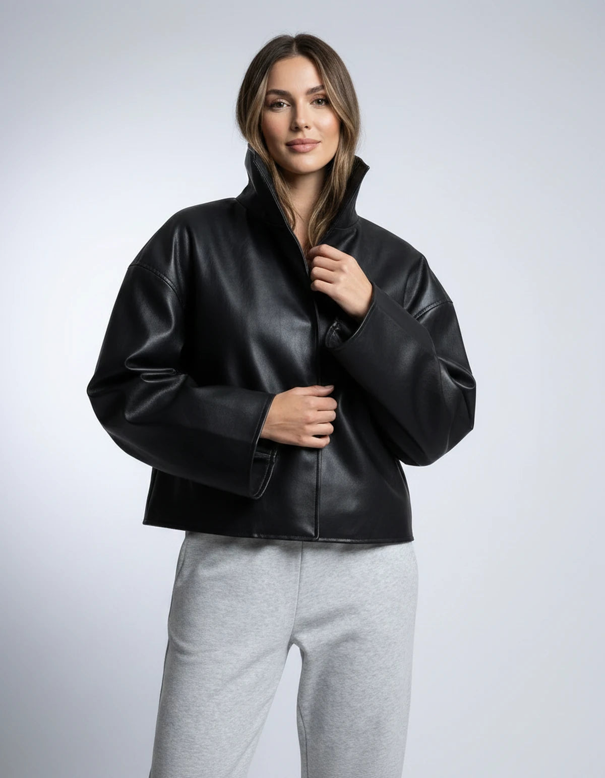 Evadne Jackets — Black | SKU: RB-d450cf-black-XS,RB-d450cf-black-S,RB-d450cf-black-M,RB-d450cf-black-L