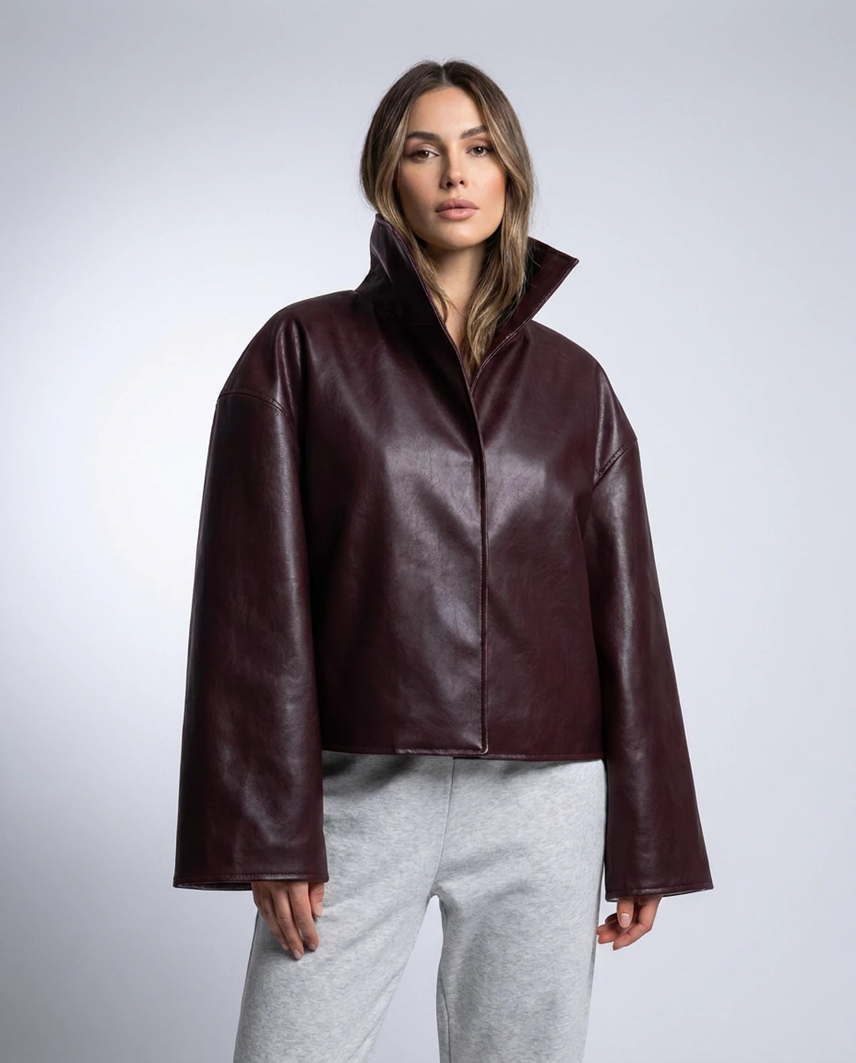 Evadne Jackets — Burgundy red brown