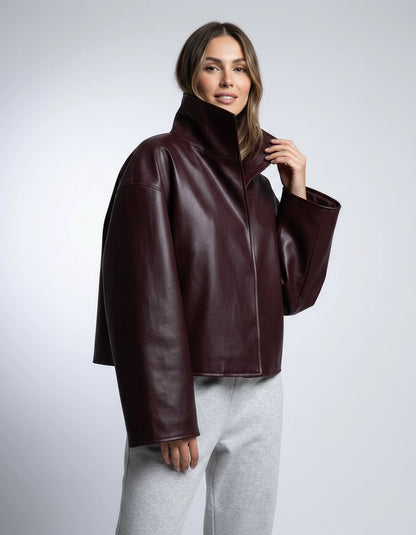 Evadne Jackets — Burgundy red brown | SKU: RB-d450cf-burguna7-XS,RB-d450cf-burguna7-S,RB-d450cf-burguna7-M,RB-d450cf-burguna7-L