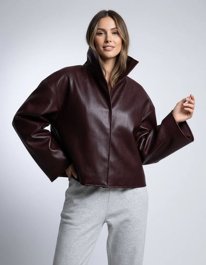 Evadne Jackets — Burgundy red brown | SKU: RB-d450cf-burguna7-XS,RB-d450cf-burguna7-S,RB-d450cf-burguna7-M,RB-d450cf-burguna7-L