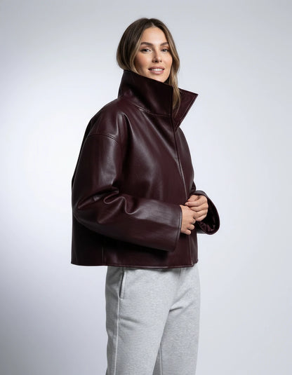Evadne Jackets — Burgundy red brown | SKU: RB-d450cf-burguna7-XS,RB-d450cf-burguna7-S,RB-d450cf-burguna7-M,RB-d450cf-burguna7-L