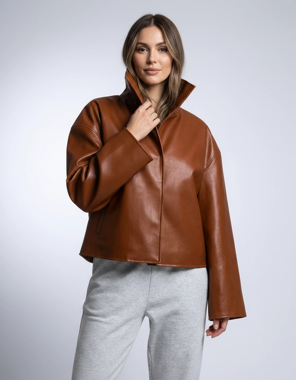 Evadne Jackets — Caramel Brown | SKU: RB-d450cf-caramec7-XS,RB-d450cf-caramec7-S,RB-d450cf-caramec7-M,RB-d450cf-caramec7-L