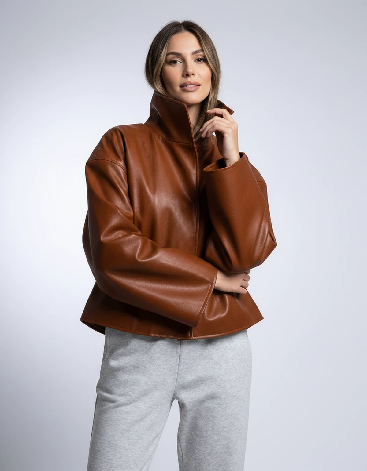 Evadne Jackets — Caramel Brown | SKU: RB-d450cf-caramec7-XS,RB-d450cf-caramec7-S,RB-d450cf-caramec7-M,RB-d450cf-caramec7-L