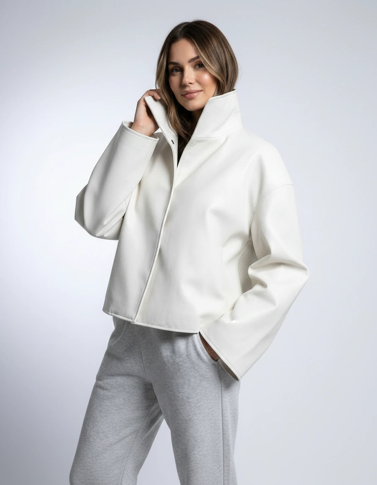 Evadne Jackets — White | SKU: RB-d450cf-white-XS,RB-d450cf-white-S,RB-d450cf-white-M,RB-d450cf-white-L