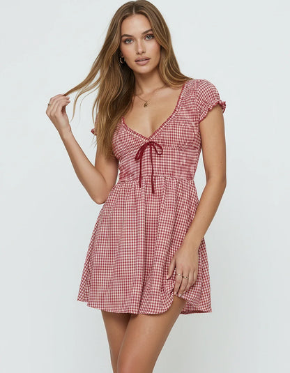 Red Cotton Bodycon Round Neck Sleeveless Mini Dress | Formal Occasions & Bridal Showers, front view | Ramblion | SKU: AMD-372849105-red-L-9987,AMD-372849105-red-M-1956,AMD-372849105-red-S-6337,AMD-372849105-red-XL-2666,AMD-372849105-red-XS-9375