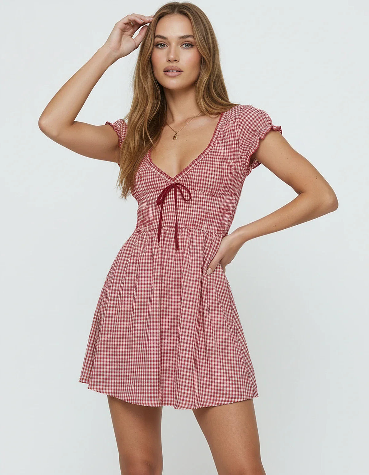 Red Cotton Bodycon Round Neck Sleeveless Mini Dress | Formal Occasions & Bridal Showers, front view | Ramblion | SKU: AMD-372849105-red-L-9987,AMD-372849105-red-M-1956,AMD-372849105-red-S-6337,AMD-372849105-red-XL-2666,AMD-372849105-red-XS-9375