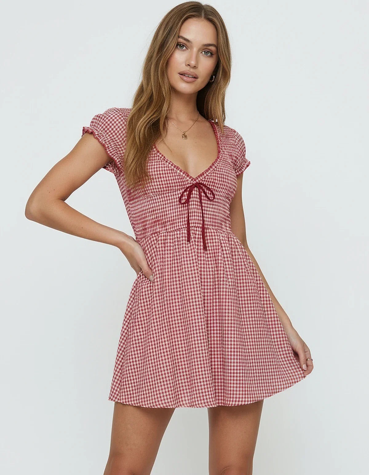 Red Cotton Bodycon Round Neck Sleeveless Mini Dress | Formal Occasions & Bridal Showers, front view | Ramblion | SKU: AMD-372849105-red-L-9987,AMD-372849105-red-M-1956,AMD-372849105-red-S-6337,AMD-372849105-red-XL-2666,AMD-372849105-red-XS-9375