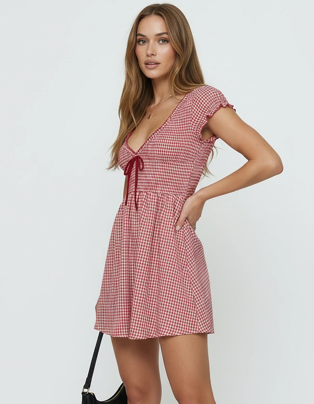 Red Cotton Bodycon Round Neck Sleeveless Mini Dress | Formal Occasions & Bridal Showers, side view | Ramblion | SKU: AMD-372849105-red-L-9987,AMD-372849105-red-M-1956,AMD-372849105-red-S-6337,AMD-372849105-red-XL-2666,AMD-372849105-red-XS-9375