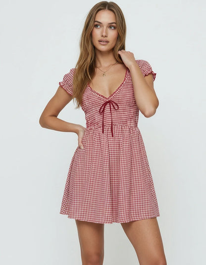 Red Cotton Bodycon Round Neck Sleeveless Mini Dress | Formal Occasions & Bridal Showers, front view | Ramblion | SKU: AMD-372849105-red-L-9987,AMD-372849105-red-M-1956,AMD-372849105-red-S-6337,AMD-372849105-red-XL-2666,AMD-372849105-red-XS-9375