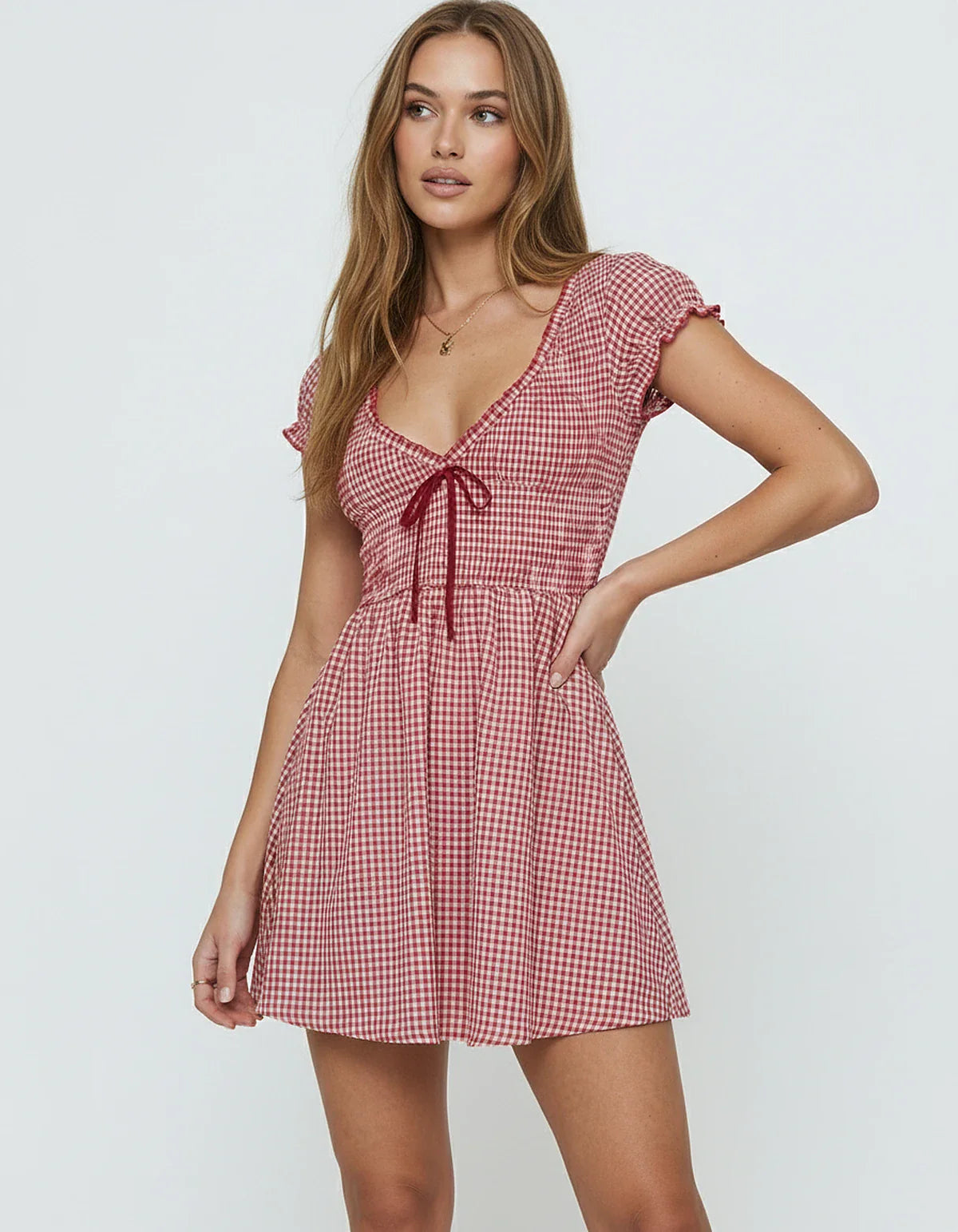 Red Cotton Bodycon Round Neck Sleeveless Mini Dress | Formal Occasions & Bridal Showers, front view | Ramblion | SKU: AMD-372849105-red-L-9987,AMD-372849105-red-M-1956,AMD-372849105-red-S-6337,AMD-372849105-red-XL-2666,AMD-372849105-red-XS-9375