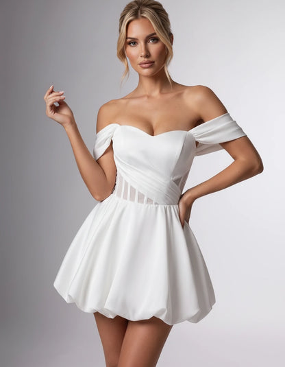 Fabiola Mini Dresses — White | SKU: RB-3c1019-white-2,RB-3c1019-white-4,RB-3c1019-white-6,RB-3c1019-white-8,RB-3c1019-white-10,RB-3c1019-white-12,RB-3c1019-white-14,RB-3c1019-white-16,RB-3c1019-white-16W,RB-3c1019-white-18W,RB-3c1019-white-20W,RB-3c1019-white-22W