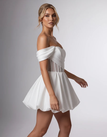 Fabiola Mini Dresses — White | SKU: RB-3c1019-white-2,RB-3c1019-white-4,RB-3c1019-white-6,RB-3c1019-white-8,RB-3c1019-white-10,RB-3c1019-white-12,RB-3c1019-white-14,RB-3c1019-white-16,RB-3c1019-white-16W,RB-3c1019-white-18W,RB-3c1019-white-20W,RB-3c1019-white-22W