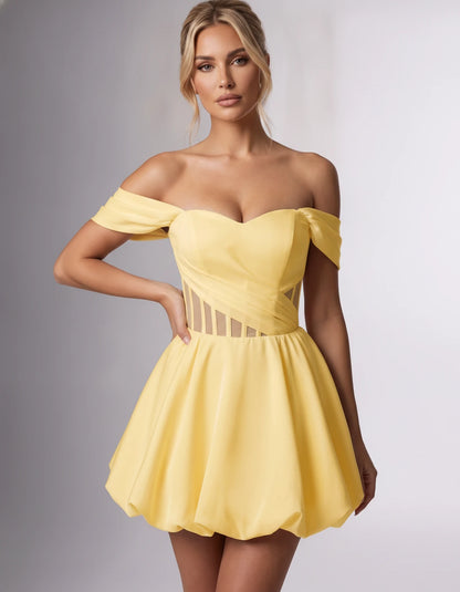 Fabiola Mini Dresses — Yellow | SKU: RB-3c1019-yellow-2,RB-3c1019-yellow-4,RB-3c1019-yellow-6,RB-3c1019-yellow-8,RB-3c1019-yellow-10,RB-3c1019-yellow-12,RB-3c1019-yellow-14,RB-3c1019-yellow-16,RB-3c1019-yellow-16W,RB-3c1019-yellow-18W,RB-3c1019-yellow-20W,RB-3c1019-yellow-22W