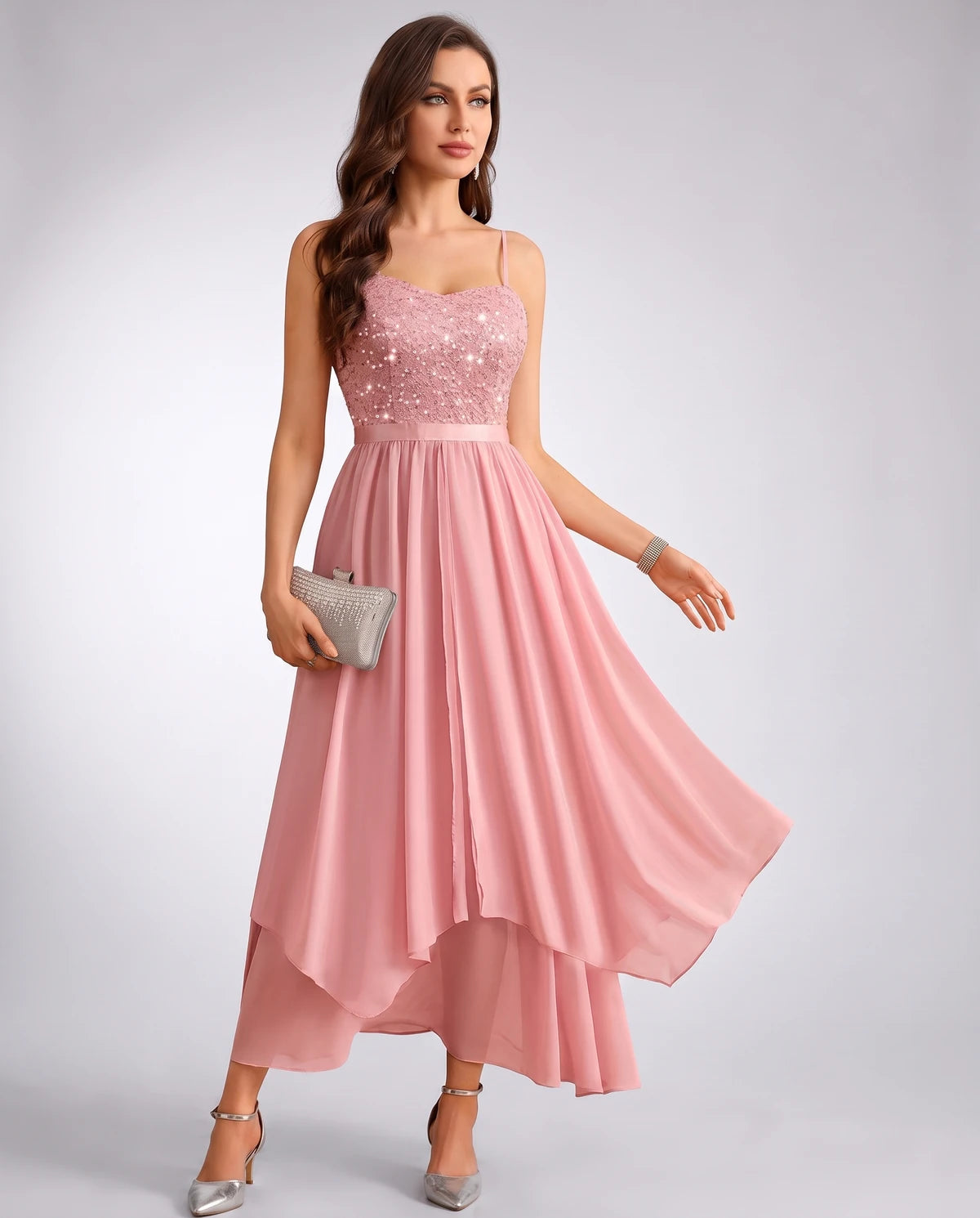 Fenella Maxi Dresses — Sequin Blush