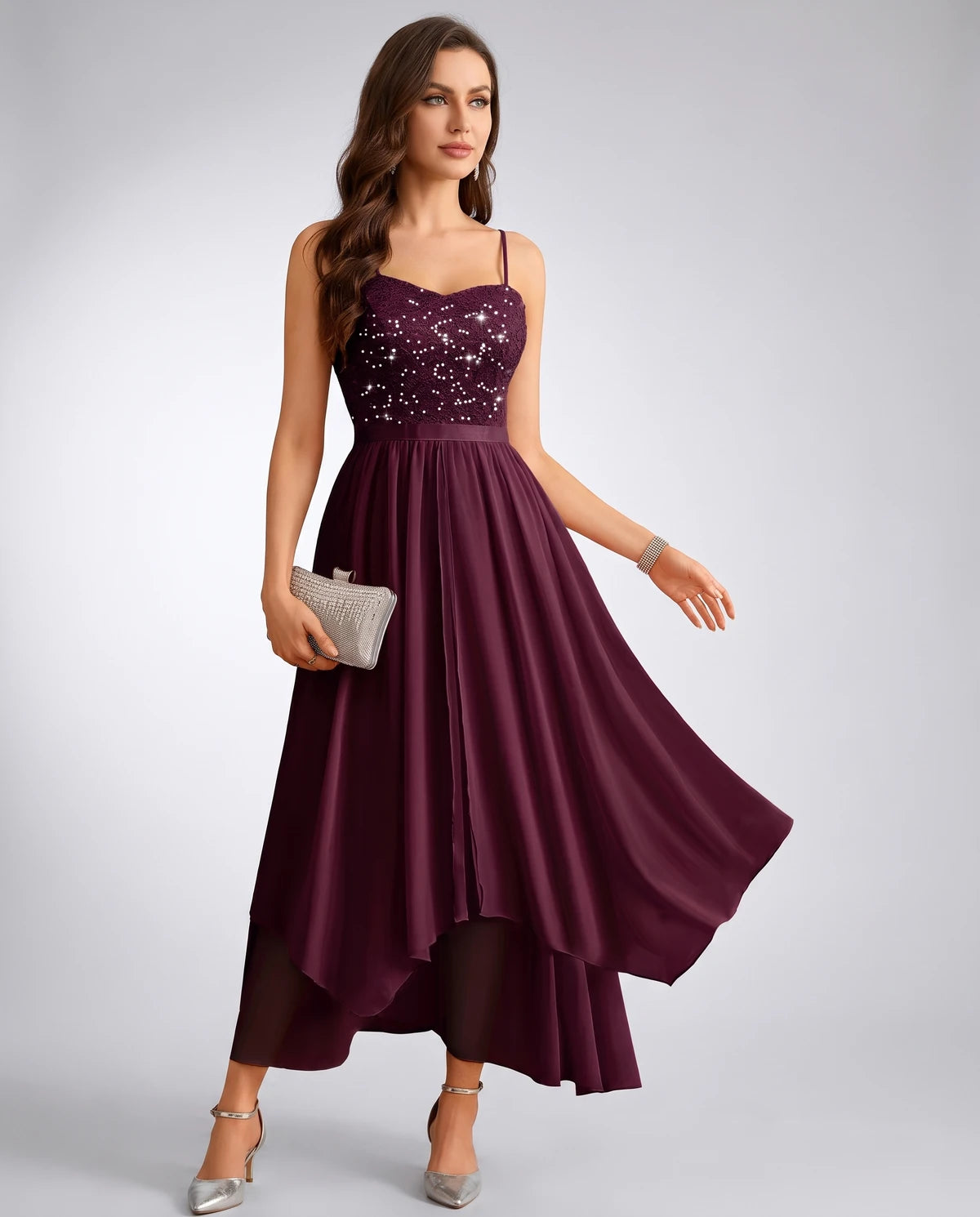 Fenella Maxi Dresses — Sequin Burgundy