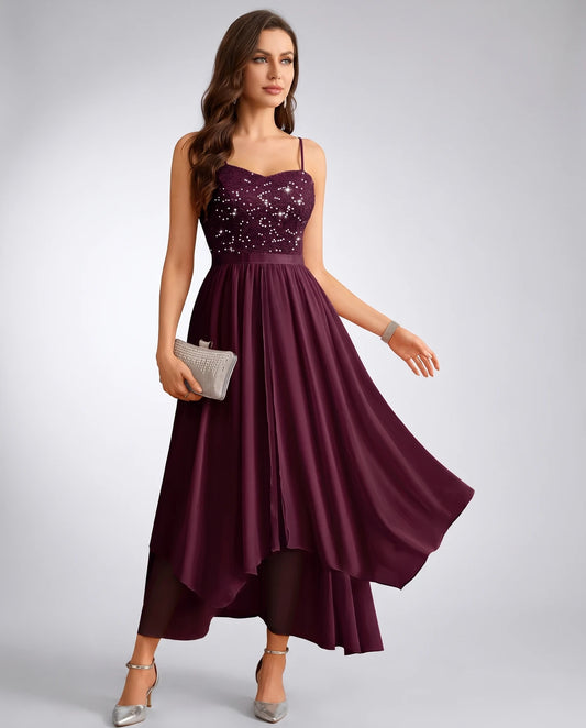 Fenella Maxi Dresses — Sequin Burgundy