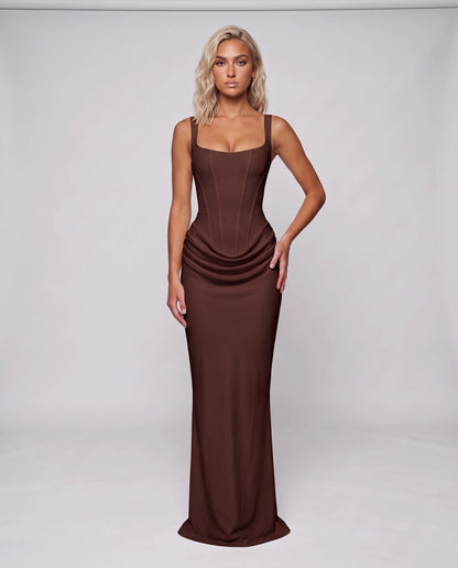 Fennelle Maxi Dresses — Brown | SKU: RB-aee9d2-brown-XS,RB-aee9d2-brown-S,RB-aee9d2-brown-M,RB-aee9d2-brown-L