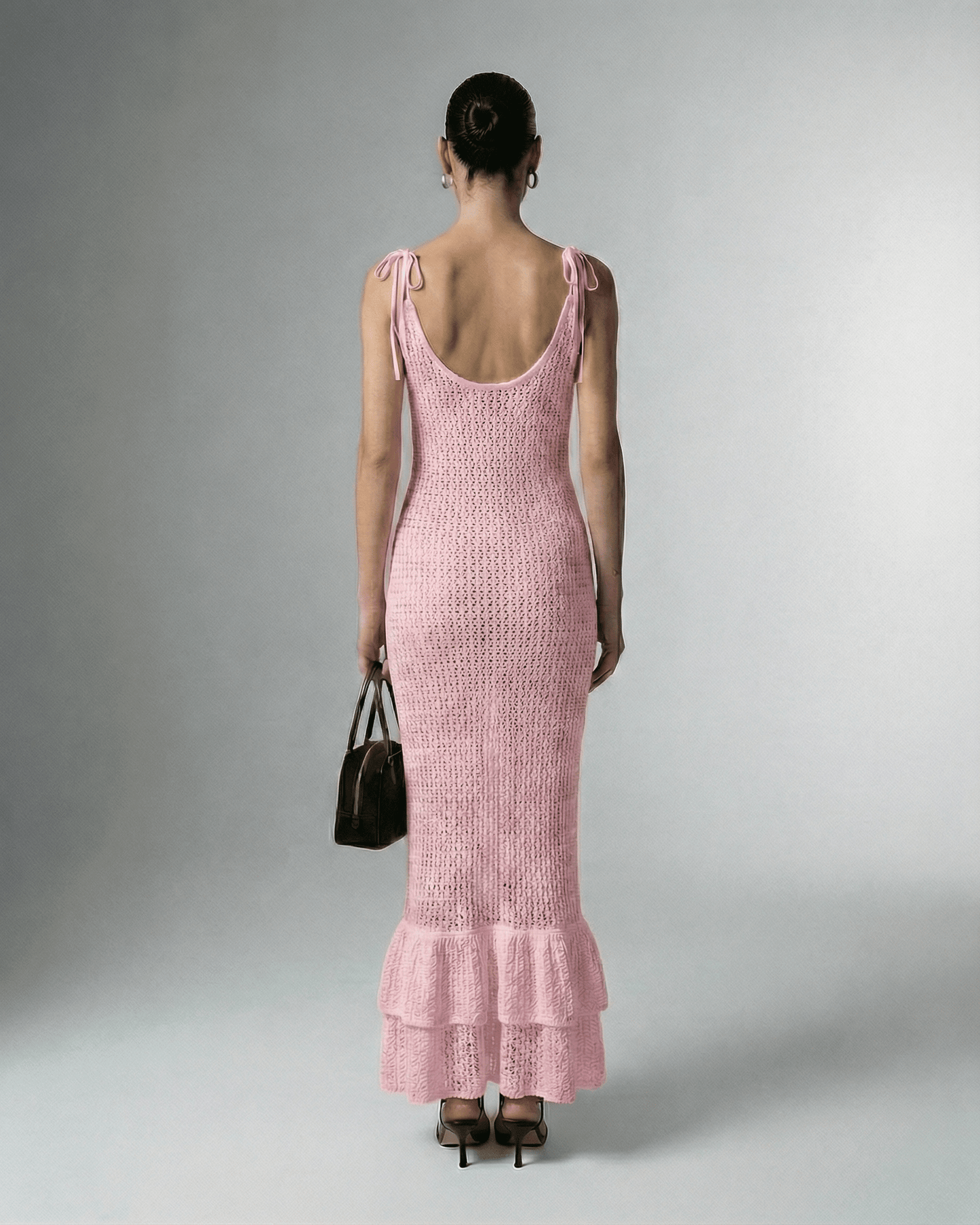Fes Maxi Dress, pink satin, elegant silhouette, perfect for special occasions, by RAMBLION.