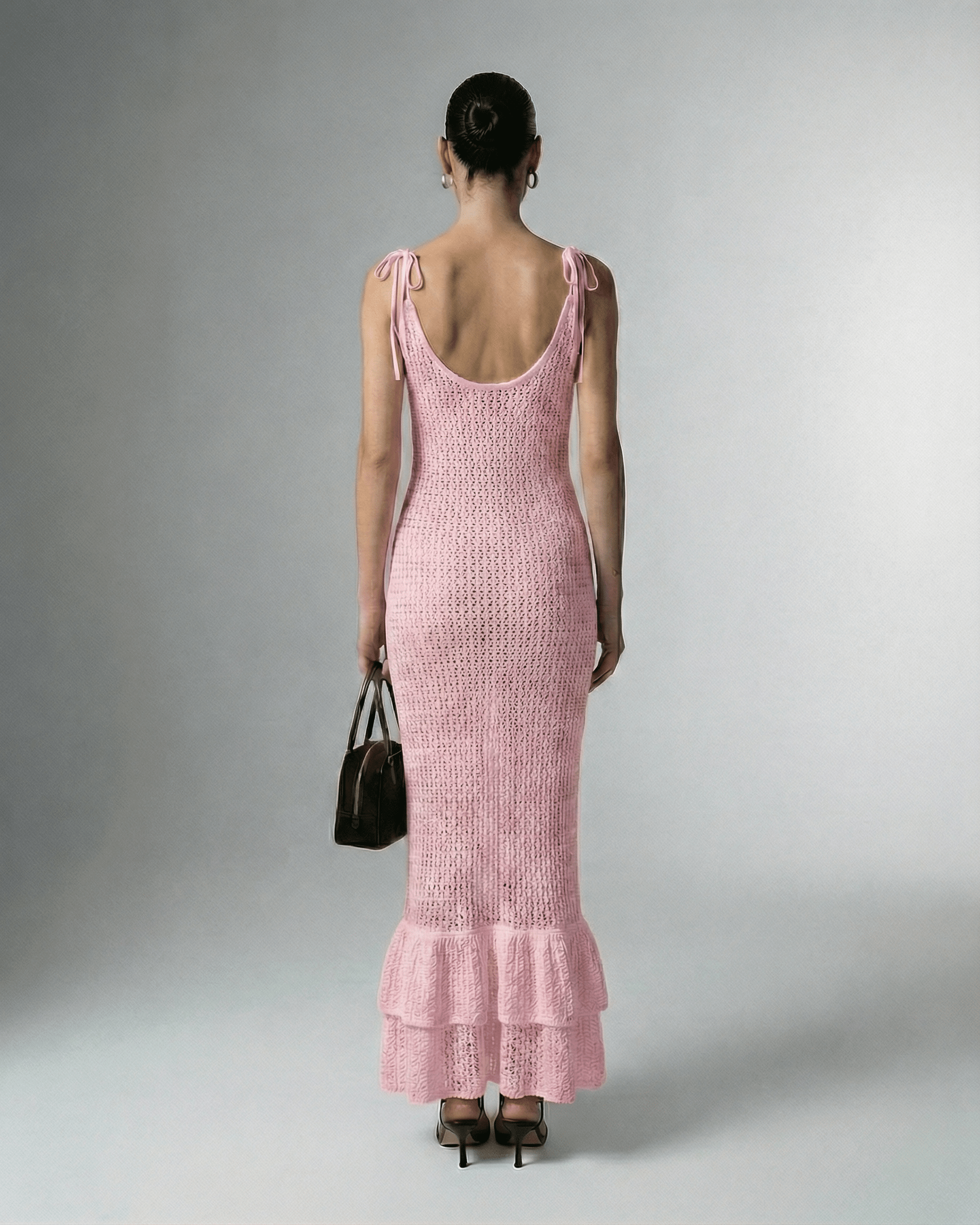 Fes Maxi Dress, pink satin, elegant silhouette, perfect for special occasions, by RAMBLION.