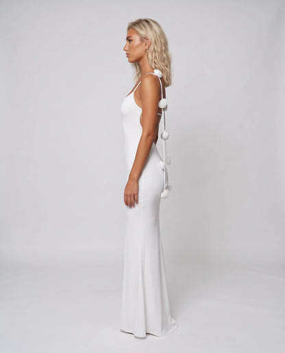 Fioralba Maxi Dresses — White | SKU: RB-7e8590-white-XS,RB-7e8590-white-S,RB-7e8590-white-M,RB-7e8590-white-L