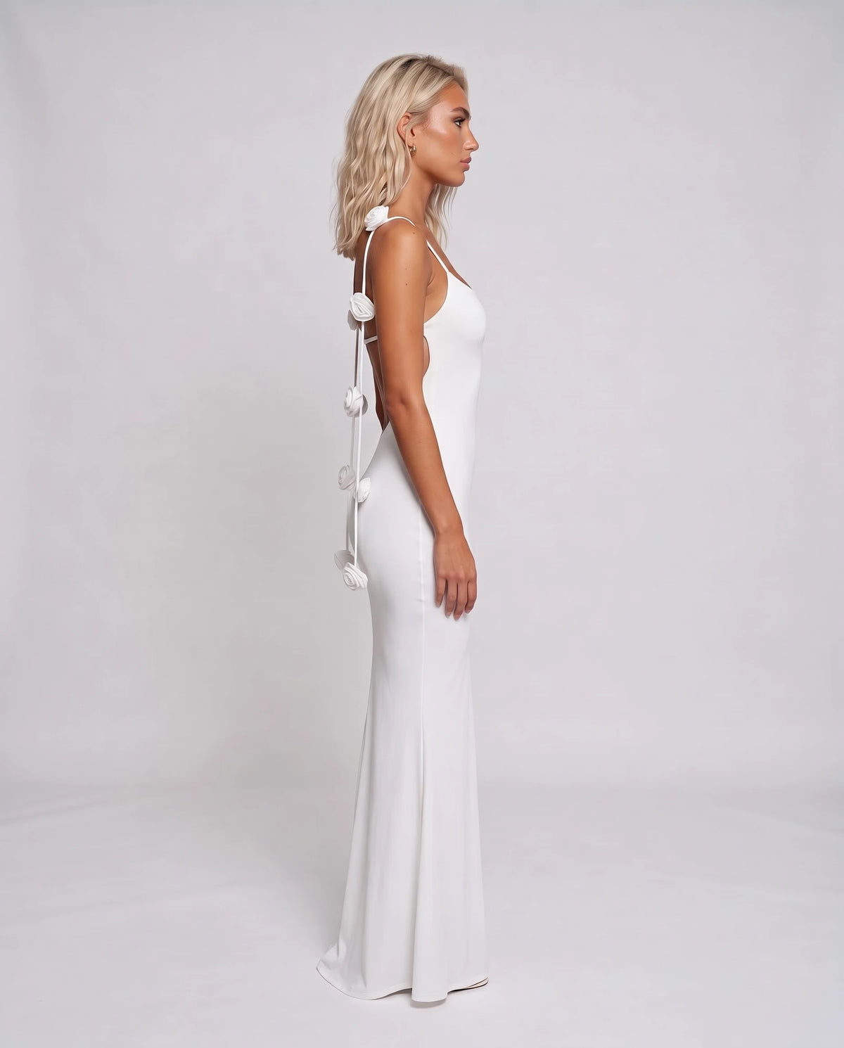 Fioralba Maxi Dresses — White | SKU: RB-7e8590-white-XS,RB-7e8590-white-S,RB-7e8590-white-M,RB-7e8590-white-L