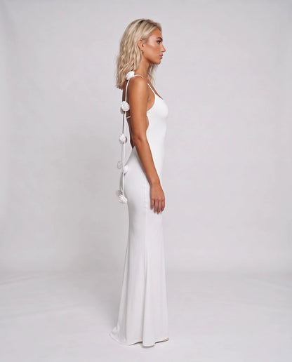 Fioralba Maxi Dresses — White | SKU: RB-7e8590-white-XS,RB-7e8590-white-S,RB-7e8590-white-M,RB-7e8590-white-L