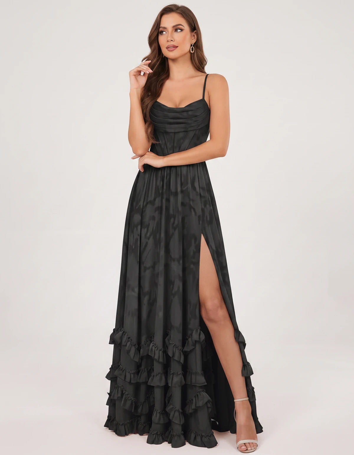 Fjora Maxi Dresses — Black | SKU: RB-2e3861-black-2,RB-2e3861-black-4,RB-2e3861-black-6,RB-2e3861-black-8,RB-2e3861-black-10,RB-2e3861-black-12,RB-2e3861-black-14,RB-2e3861-black-16,RB-2e3861-black-16W,RB-2e3861-black-18W,RB-2e3861-black-20W,RB-2e3861-black-22W