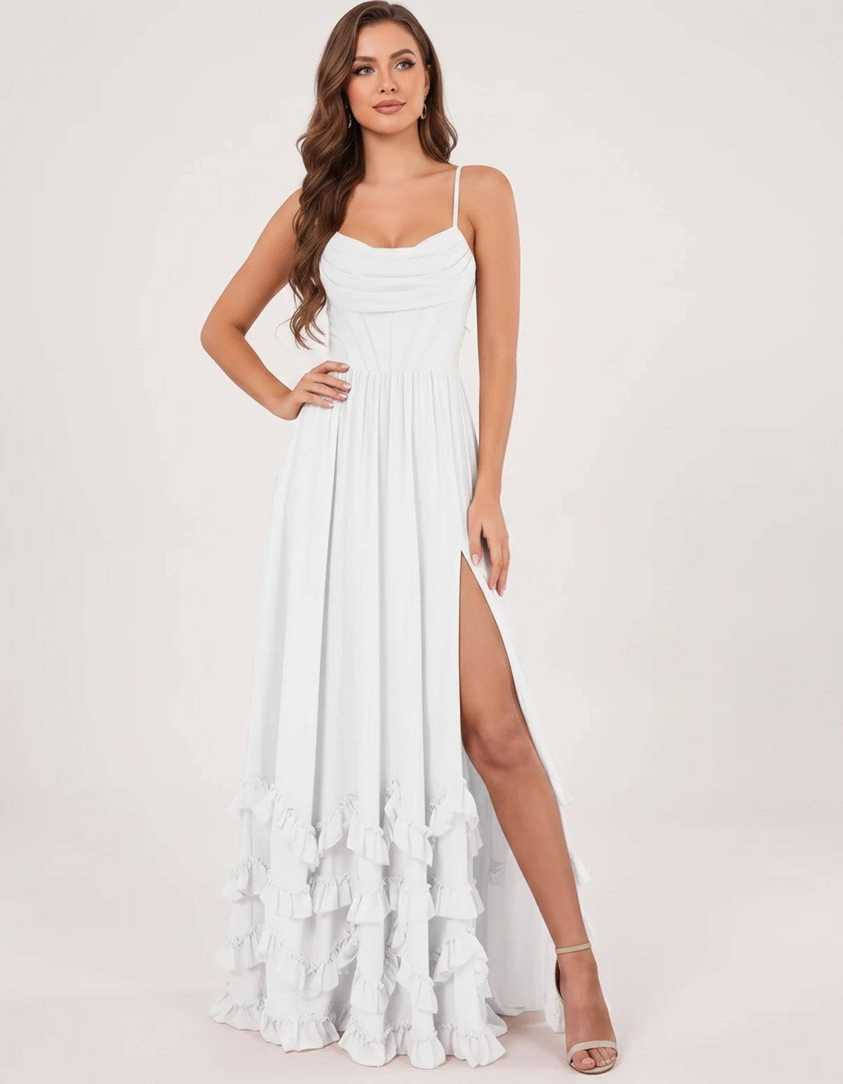 Fjora Maxi Dresses — White | SKU: RB-2e3861-white-2,RB-2e3861-white-4,RB-2e3861-white-6,RB-2e3861-white-8,RB-2e3861-white-10,RB-2e3861-white-12,RB-2e3861-white-14,RB-2e3861-white-16,RB-2e3861-white-16W,RB-2e3861-white-18W,RB-2e3861-white-20W,RB-2e3861-white-22W