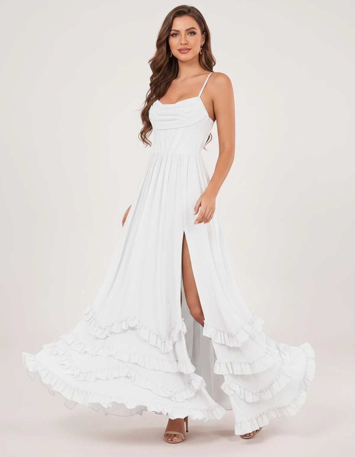 Fjora Maxi Dresses — White | SKU: RB-2e3861-white-2,RB-2e3861-white-4,RB-2e3861-white-6,RB-2e3861-white-8,RB-2e3861-white-10,RB-2e3861-white-12,RB-2e3861-white-14,RB-2e3861-white-16,RB-2e3861-white-16W,RB-2e3861-white-18W,RB-2e3861-white-20W,RB-2e3861-white-22W