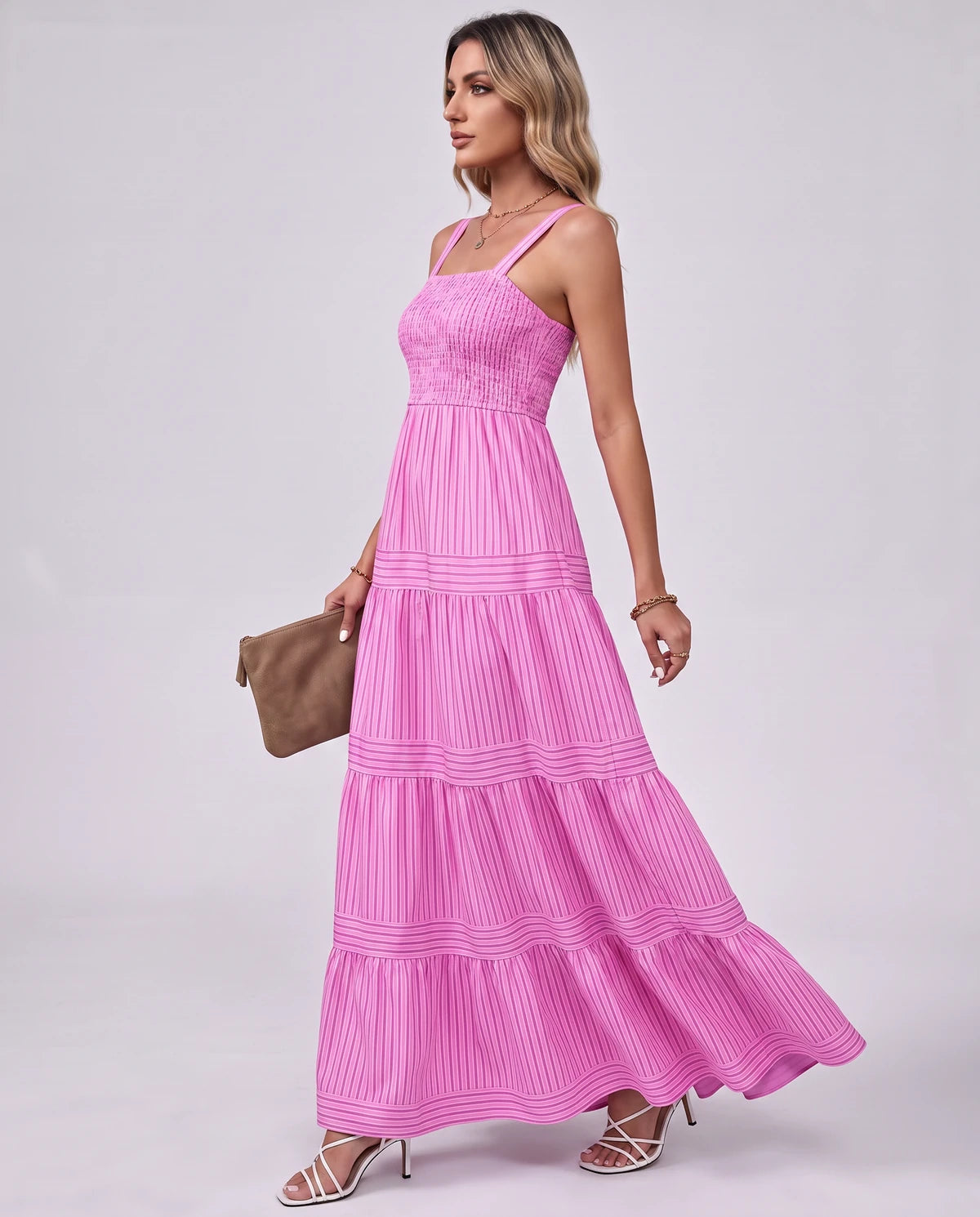 Fontaine Maxi Dresses — Pink | SKU: RB-35896d-pink-XS,RB-35896d-pink-S,RB-35896d-pink-M,RB-35896d-pink-L,RB-35896d-pink-XL