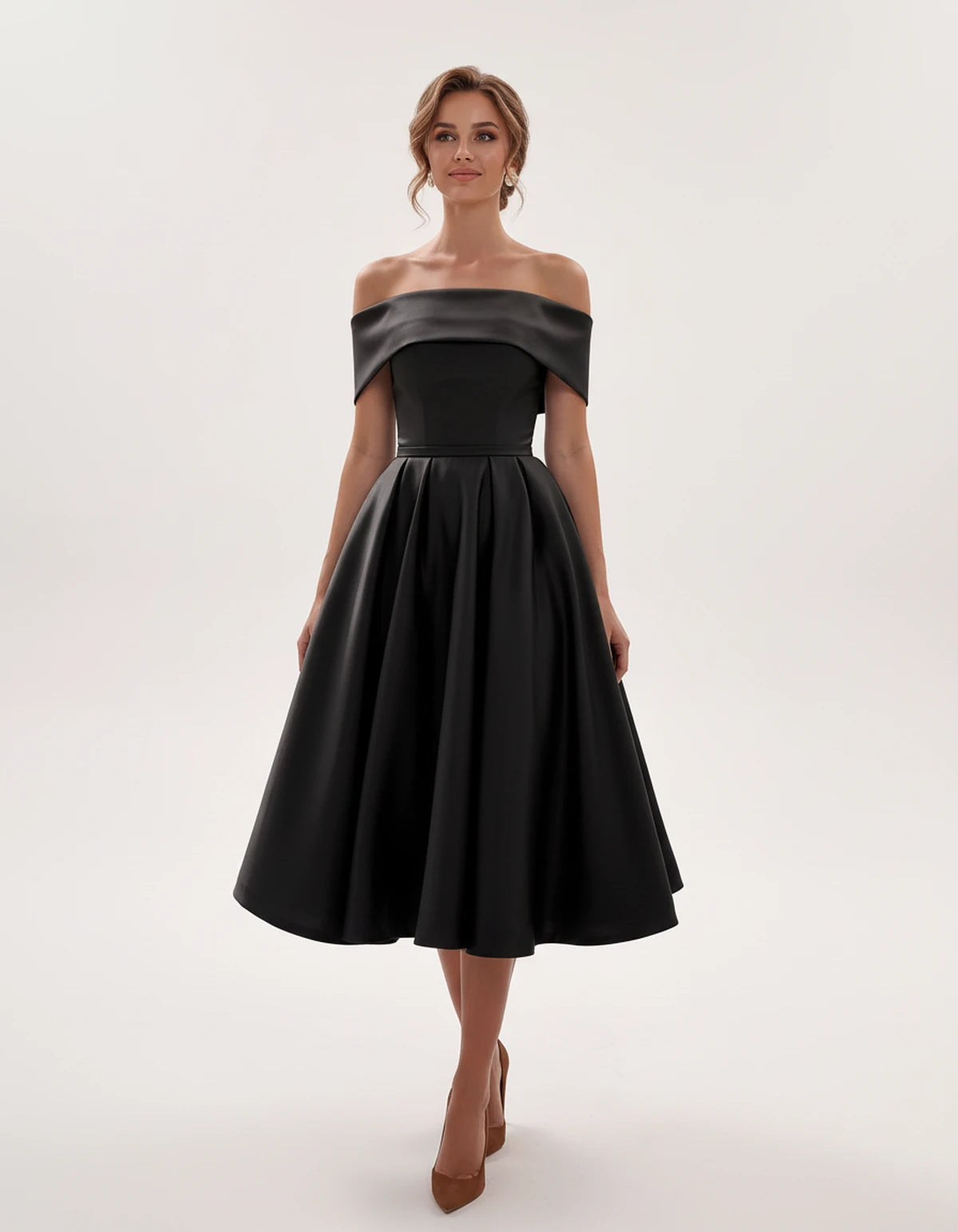 Freesia Midi Dresses — Black | SKU: RB-4767d9-black-2,RB-4767d9-black-4,RB-4767d9-black-6,RB-4767d9-black-8,RB-4767d9-black-10,RB-4767d9-black-12,RB-4767d9-black-14,RB-4767d9-black-16,RB-4767d9-black-16W,RB-4767d9-black-18W,RB-4767d9-black-20W,RB-4767d9-black-22W
