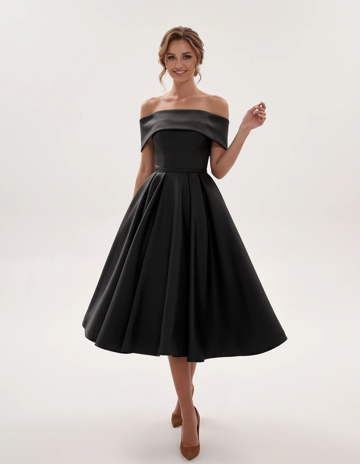 Freesia Midi Dresses — Black | SKU: RB-4767d9-black-2,RB-4767d9-black-4,RB-4767d9-black-6,RB-4767d9-black-8,RB-4767d9-black-10,RB-4767d9-black-12,RB-4767d9-black-14,RB-4767d9-black-16,RB-4767d9-black-16W,RB-4767d9-black-18W,RB-4767d9-black-20W,RB-4767d9-black-22W