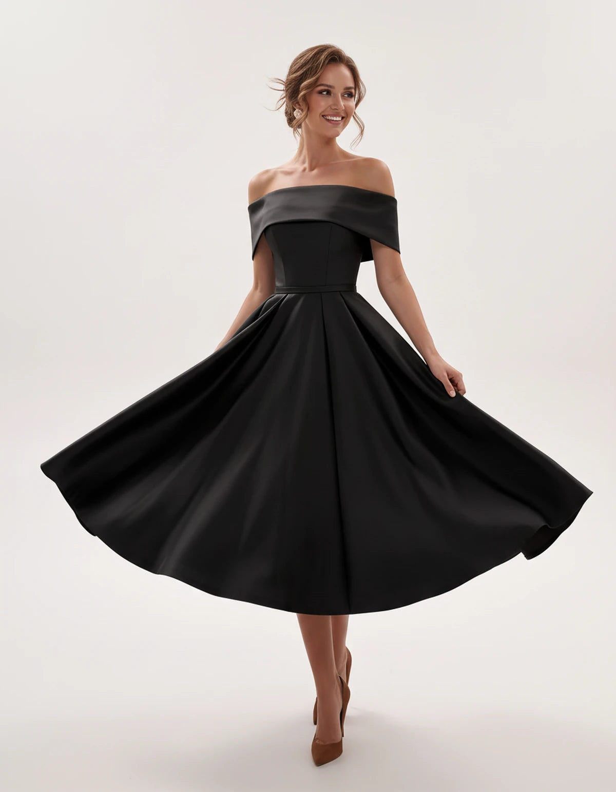 Freesia Midi Dresses — Black | SKU: RB-4767d9-black-2,RB-4767d9-black-4,RB-4767d9-black-6,RB-4767d9-black-8,RB-4767d9-black-10,RB-4767d9-black-12,RB-4767d9-black-14,RB-4767d9-black-16,RB-4767d9-black-16W,RB-4767d9-black-18W,RB-4767d9-black-20W,RB-4767d9-black-22W