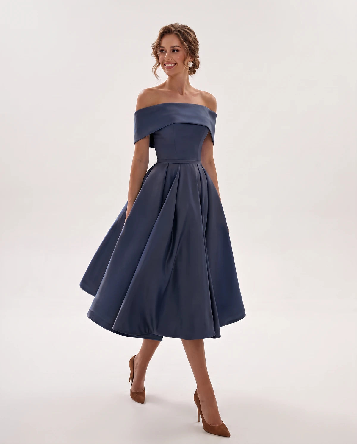 Freesia Midi Dresses — Navy Blue