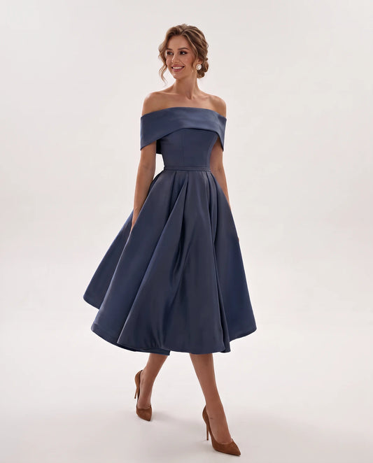 Freesia Midi Dresses — Navy Blue