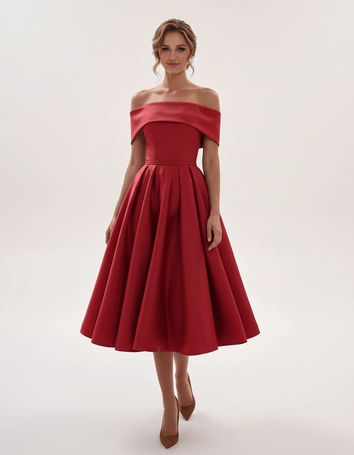 Freesia Midi Dresses — Red | SKU: RB-4767d9-red-2,RB-4767d9-red-4,RB-4767d9-red-6,RB-4767d9-red-8,RB-4767d9-red-10,RB-4767d9-red-12,RB-4767d9-red-14,RB-4767d9-red-16,RB-4767d9-red-16W,RB-4767d9-red-18W,RB-4767d9-red-20W,RB-4767d9-red-22W