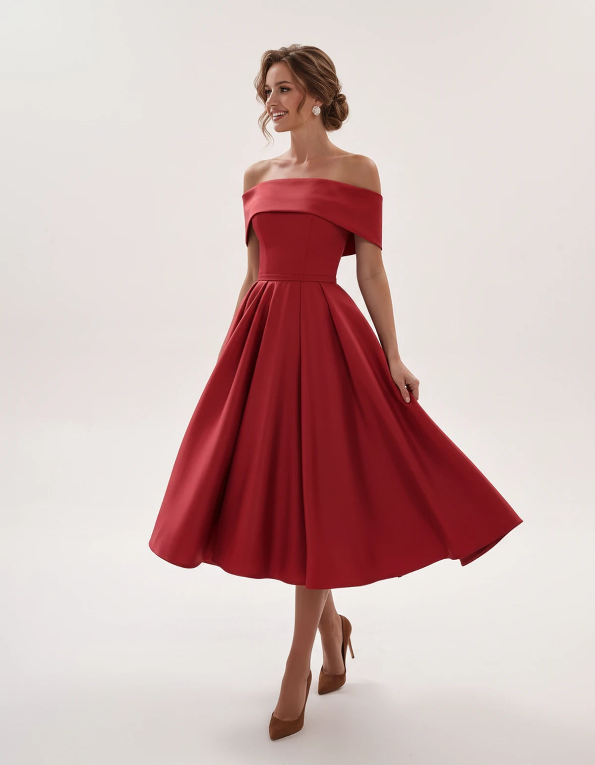 Freesia Midi Dresses — Red | SKU: RB-4767d9-red-2,RB-4767d9-red-4,RB-4767d9-red-6,RB-4767d9-red-8,RB-4767d9-red-10,RB-4767d9-red-12,RB-4767d9-red-14,RB-4767d9-red-16,RB-4767d9-red-16W,RB-4767d9-red-18W,RB-4767d9-red-20W,RB-4767d9-red-22W