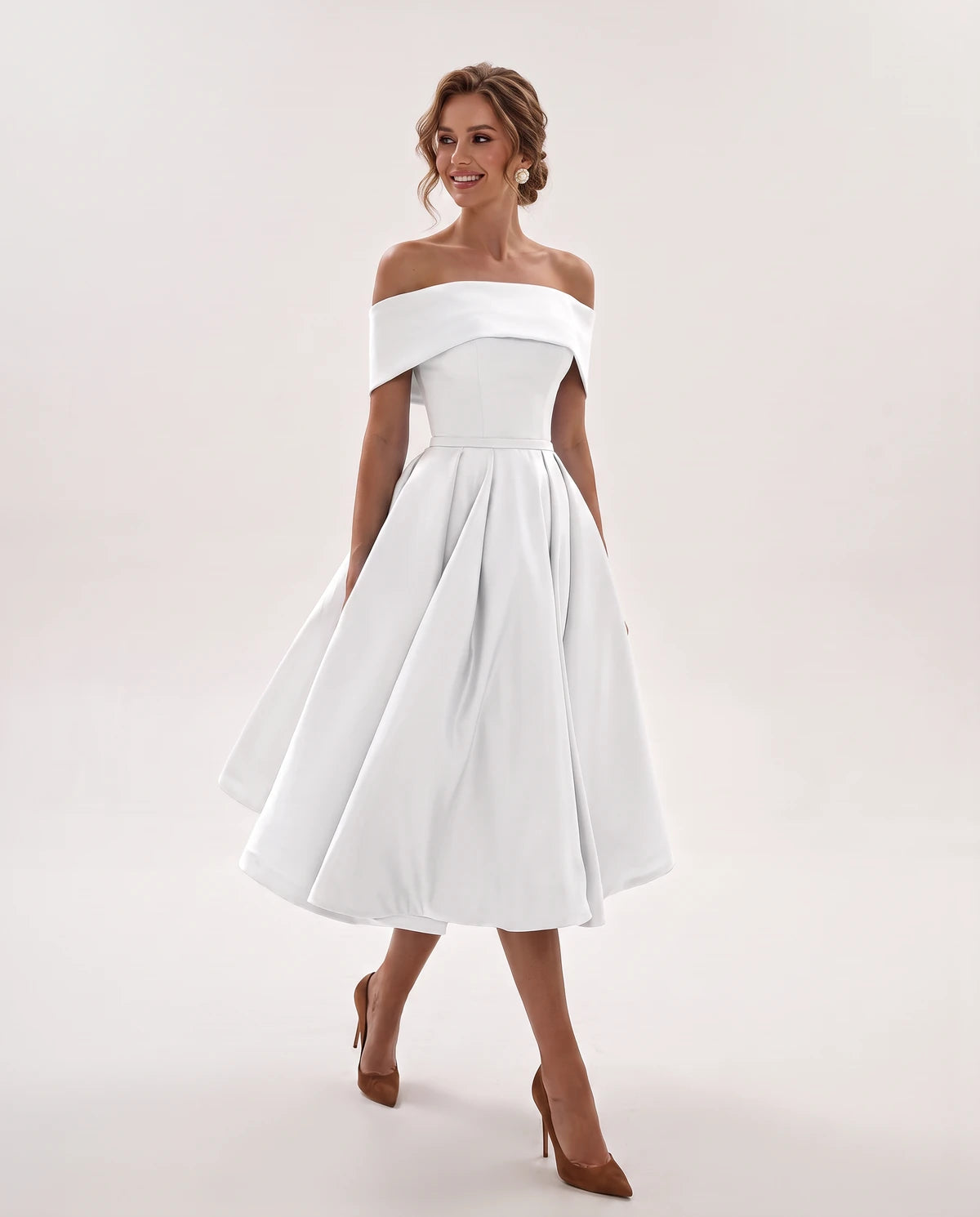 Freesia Midi Dresses — White