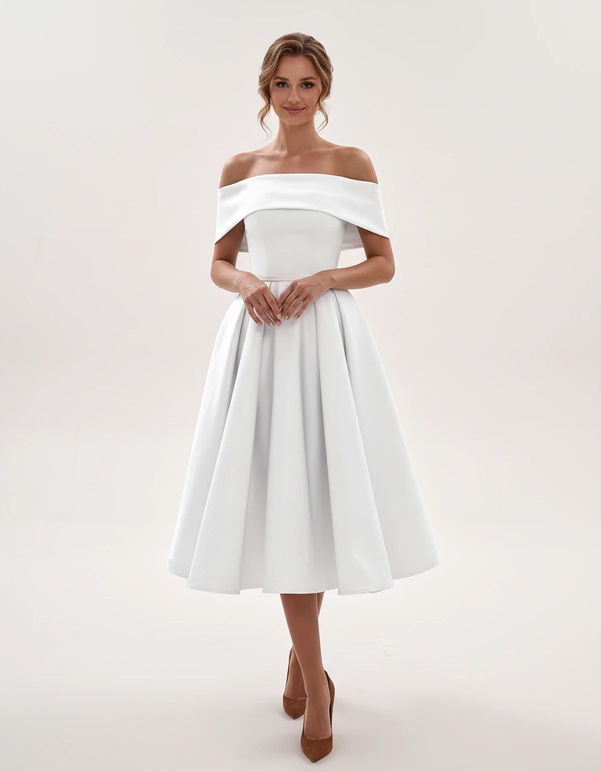 Freesia Midi Dresses — White | SKU: RB-4767d9-white-2,RB-4767d9-white-4,RB-4767d9-white-6,RB-4767d9-white-8,RB-4767d9-white-10,RB-4767d9-white-12,RB-4767d9-white-14,RB-4767d9-white-16,RB-4767d9-white-16W,RB-4767d9-white-18W,RB-4767d9-white-20W,RB-4767d9-white-22W