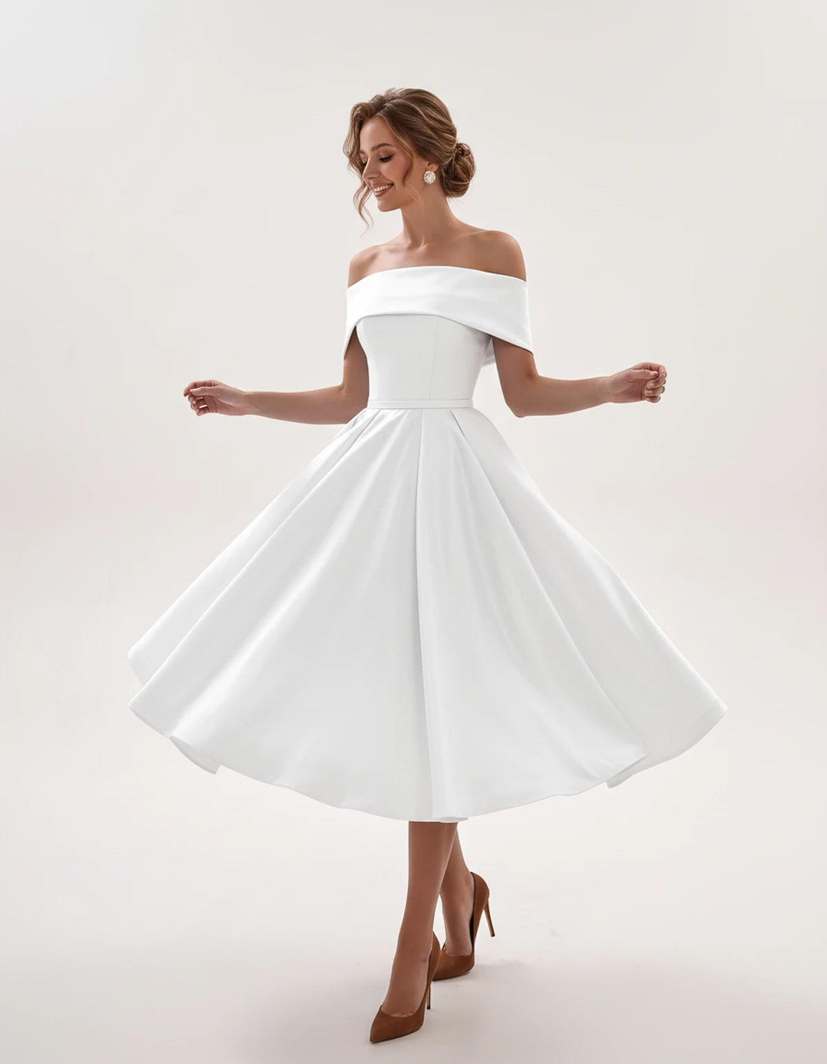 Freesia Midi Dresses — White | SKU: RB-4767d9-white-2,RB-4767d9-white-4,RB-4767d9-white-6,RB-4767d9-white-8,RB-4767d9-white-10,RB-4767d9-white-12,RB-4767d9-white-14,RB-4767d9-white-16,RB-4767d9-white-16W,RB-4767d9-white-18W,RB-4767d9-white-20W,RB-4767d9-white-22W