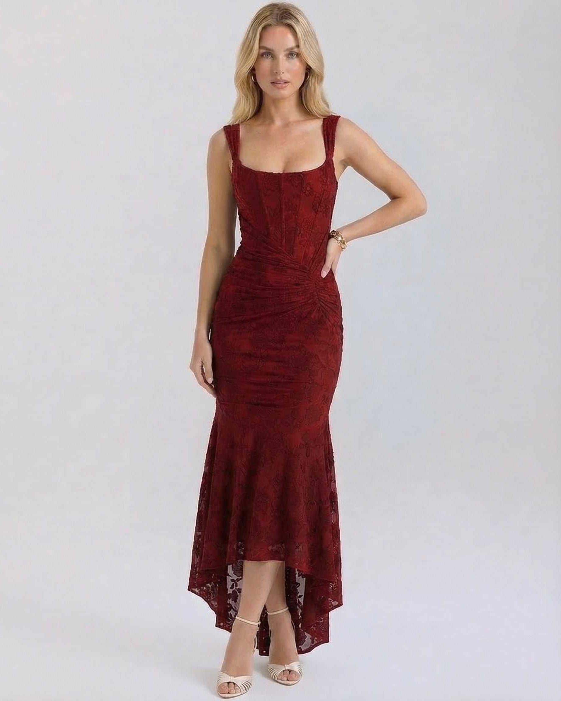 Black Satin Gown Square Neck Sleeveless Maxi Dress | Gala Nights, Party Nights & Weddings, front view | Ramblion | SKU: CMX-582947316-crimson-L-2264,CMX-582947316-crimson-M-8342,CMX-582947316-crimson-S-1289,CMX-582947316-crimson-XL-8923,CMX-582947316-crimson-XS-9675