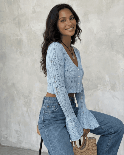 Blue Cotton Cardigan, side view | Ramblion | SKU: AC-27491-blue-L-1615,AC-27491-blue-M-8753,AC-27491-blue-S-4016,AC-27491-blue-XL-8220,AC-27491-blue-XS-9063